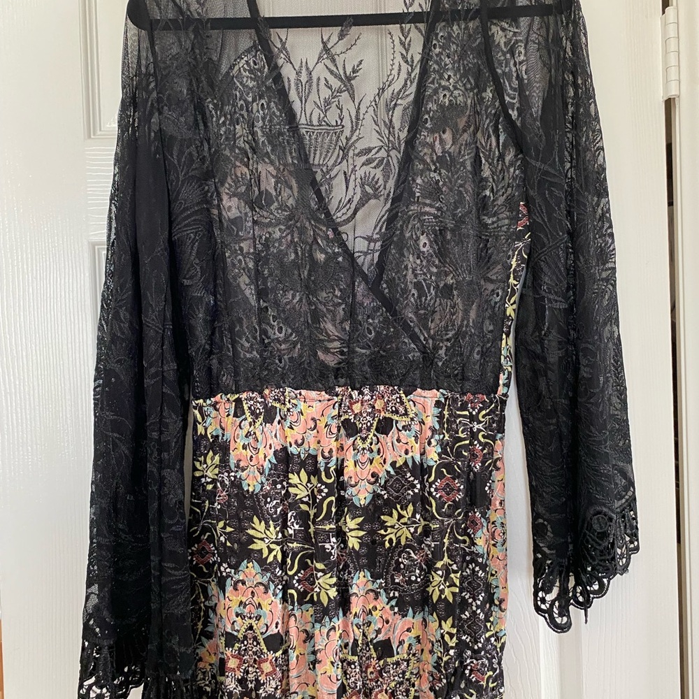 Sky Black Lace Floral Dress